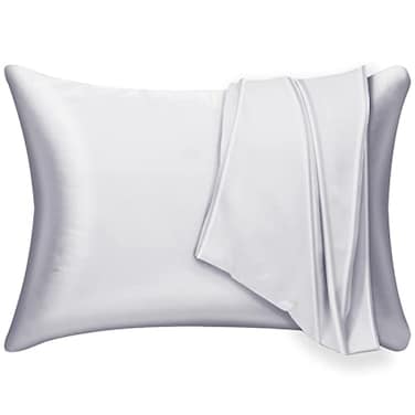 FAWAOTIN Mulberry Silk Pillowcase 2 Pack for Hair and Skinwith Hidden ZipperBoth Sides 19 Momme Allergen Proof Soft Breathable Smooth Silk Pillow Cover Standard Silver