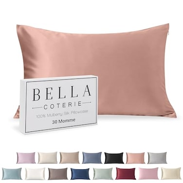 BC BELLA Bella Coterie Luxury Silk Pillowcase for Hair and Skin 30 Momme 100 Pure 6A Mulberry Silk Super Soft Perfectly Plush King Dusty Rose