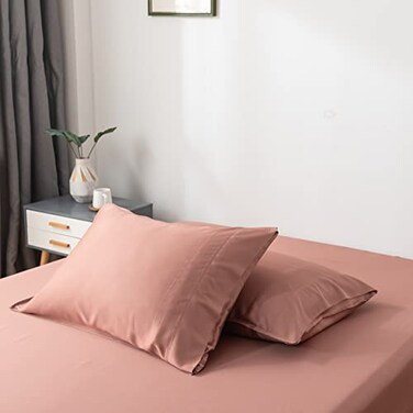 BC BELLA Bella Coterie Luxury Bamboo Viscose Queen Size Pillowcase Set 100 Organically Grown Ultra Soft Cooling 2 Pcs Raisin