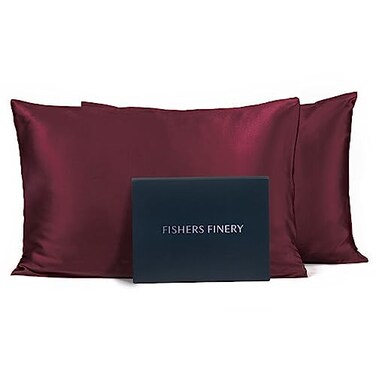 Fishers Finery 25mm 100 Pure Mulberry Silk Pillowcase Red King 2 Pack
