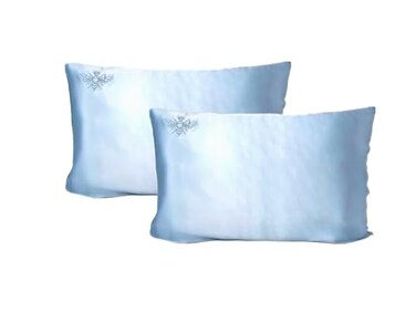 QUEEN BEE SILK 2 Pack Silk Pillowcase for Hair and Skin 22 Momme Mulberry Silk Charmeuse Weave Envelope Closure King Size Sky Blue
