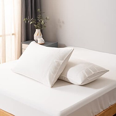 BC BELLA Bella Coterie Luxury Bamboo Viscose King Size Pillowcase Set 100 Organically Grown Ultra Soft Cooling 2 Pcs Ivory