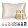 Bedsure Satin Pillowcase with Zipper Similar to Silk Pillow Cases 2 Pack Beige Standard Size Satin Pillow Case Silky Soft Pillow Covers Valentines Day Gifts for Women Men 20x26 Inches