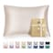Bedsure Satin Pillowcase with Zipper Similar to Silk Pillow Cases 2 Pack Beige Standard Size Satin Pillow Case Silky Soft Pillow Covers Valentines Day Gifts for Women Men 20x26 Inches
