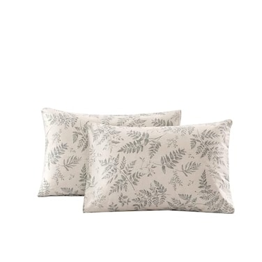 ECOCOTT 2 Pack Pillowcase Standard Size with Green Botanical Plant Leaves Pattern Pillow Cases Set 100 Cotton Standard Pillow Covers Envelope Closure Standard 20x26