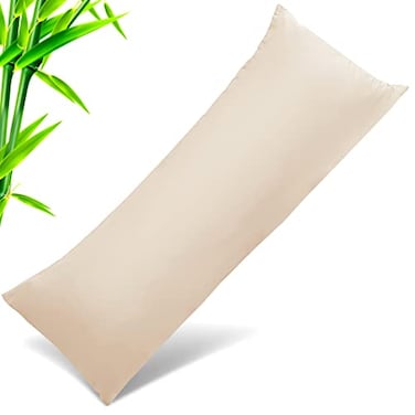 TELUS Body Pillow Cases Cover Bamboo Rayon Body Pillowcases with Zipper Closure Cooling and Breathable Pillow Case for Hot Sleepers and Night Sweats 20x54 inches Khaki