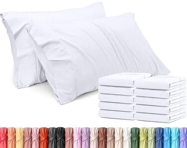 Utopia Bedding Standard Pillow Cases 12 Pack Envelope Closure Soft Brushed Microfiber Fabric Shrinkage and Fade Resistant Pillow Covers Standard Size 20 X 26 Inches Standard White