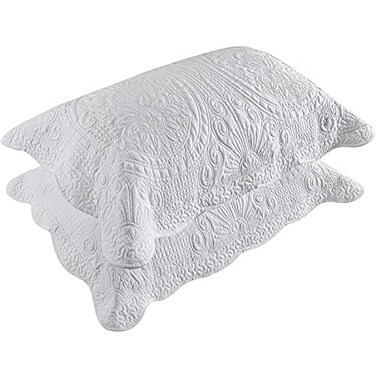 BOSOWOS Pillow Shams Queen Size Set of 2 Ultra Soft Breathable Quilted Pillow Cases 20 x 30 inches for Sleeping Decorative Microfiber Bed Pillowcases Easy Care White