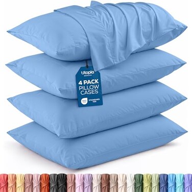 Utopia Bedding Queen Pillowcases 4 Pack Envelope Closure Soft Brushed Microfiber Fabric Shrinkage and Fade Resistant Pillow Covers Queen Size 20 X 30 Inches Queen Dutch Blue