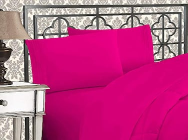 Elegant Comfort 1500 Thread Count Wrinkle Fade Resistant Egyptian Quality Ultra Soft Luxurious 2Piece Pillowcases Standard Size Hot Pink