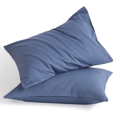 NTBAY Queen Cotton Pillowcases Envelope Closure 20x30 Pillowcases Set of 2 Breathable and Soft Bed Pillow Cases Denim Blue