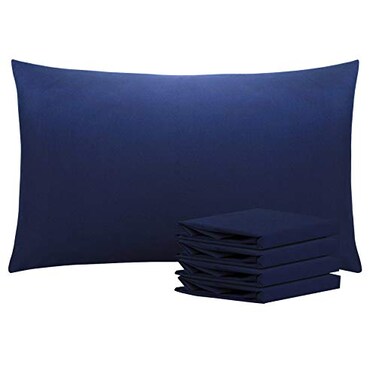 NTBAY Queen Pillowcase Set 4 Pack Brushed Microfiber 20x30 Pillowcases Soft WrinkleFree FadeResistant StainResistant Navy Blue Pillowcases with Envelope Closure 20x30 Inches Navy Blue