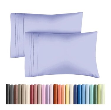 CGK Unlimited King Pillow Cases Set of 2 Ultra Soft Hotel Quality Pillowcase Covers Comfy Cozy Wrinkle Free Shrinkage Stain and Fade Resistant Machine Washable Pillow Protectors 2 Piece Set Lavender