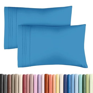 CGK Unlimited King Pillow Cases Set of 2 Ultra Soft Hotel Quality Pillowcase Covers Comfy Cozy Wrinkle Free Shrinkage Stain Fade Resistant Machine Washable Pillow Protectors 2 Piece Set Denim Blue
