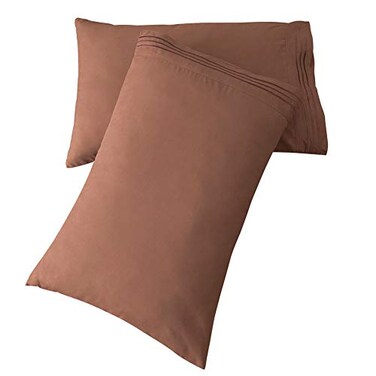 SONORO KATE Luxury Pillowcase Set Brushed Microfiber 1800 Bedding Wrinkle Brown 2 Pillowcases King