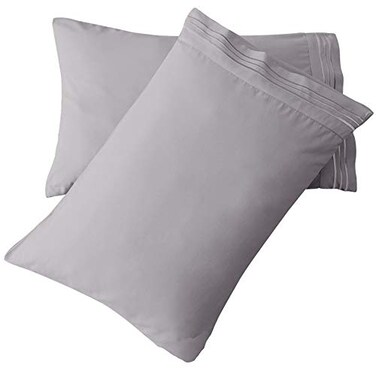 SONORO KATE Luxury Pillowcase Set Brushed Microfiber 1800 Bedding Wrinkle Grey 2 Pillowcases Standard