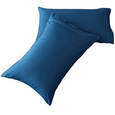 SONORO KATE Luxury Pillowcase Set Brushed Microfiber 1800 Bedding Wrinkle Navy Blue 2 Pillowcases Standard