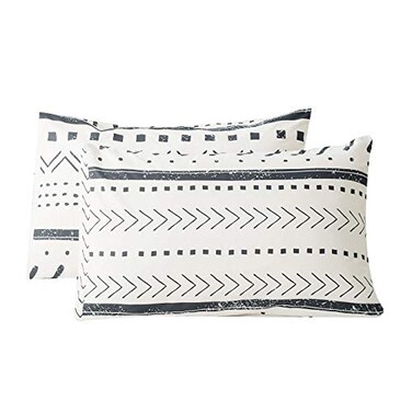 SUSYBAO 100 Cotton Pillowcases King Size Set of 2 White Aztec Geometric Print Bed Pillow Covers Envelope Closure End Pillow Encasement Home Decorative Soft Cool Comfortable2 Pack 20 x 36 inch