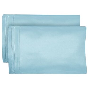 DREAMCARE Dreamcare Pillow Cases Queen Size Set of 2 Double Brushed 1500 Luxury Series Microfiber Envelope Closure Wrinkle Free Cooling Pillow Cases Queen Pillow Cases Set of 2 20 x 30 Light Blue