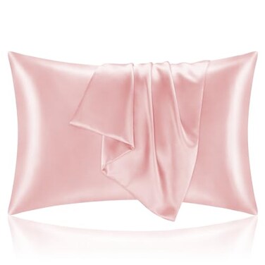 BEDELITE Satin Pillowcase for Hair and Skin Super Soft and Cooling Similar to Silk Pillow Cases 2 Pack with Envelope Closure Gift for Women Men20x40 King Size Pink