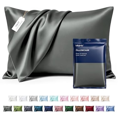 MR&HM MRHM Satin Pillowcase for Hair and Skin Silk Satin Pillowcase 2 Pack King Size Pillow Cases Set of 2 Silky Pillow Cover with Envelope Closure 20x36 Dark Grey