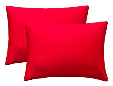 iMaylex Soft 100 Egyptian Cotton Zipper Closure Pillowcases Cozy and Lightweight Pillow CaseChristmas DecorSet of 2 Red Standard 20 x 26
