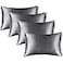 BEDELITE Satin Pillowcase for Hair and Skin Super Soft Similar to Silk Pillow Cases 4 Pack with Envelope Closure Cooling Pillowcases for Women Men 20x26 Standard Size Dark Grey