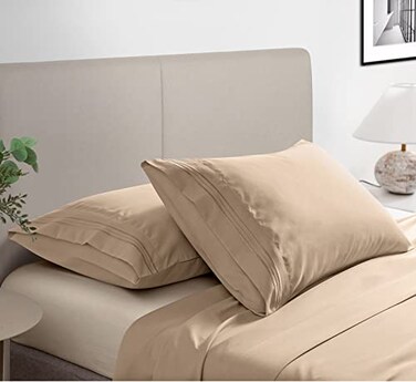 P Pothuiny 100 Microfiber Pillow Cases Super Soft Beige Pillow Cases 20 x 40 Set of 2 King Pillowcase Covers Pillow Protector Wrinkle Fade and Stain Resistant