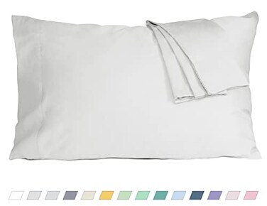HOMTEC Pillow Cases King Size Cotton Percale Weave Pillowcases PreShrunk Breathable and Hypoallergenic Pillowcases Set of 2 2 Piece King 20 Inch x 40 Inch Light Gray
