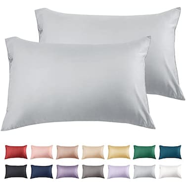 Warmstar Cotton Pillow Cases Queen Size Set of 2 600 Thread Count Pillowcases 20x30 Inches Soft Long Staple Cotton Pillowcases Breathable with Envelope ClosureGrey