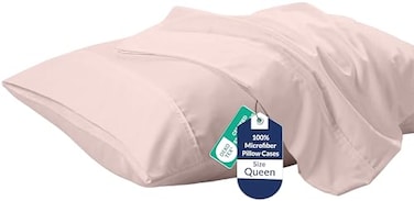 ROYALE LINENS Royale Linens Queen Pillowcase Set of 2 Bed Pillow Cover 20 x 30 Pink Pillowcases 1800 Brushed Microfiber Wrinkle Fade Resistant Soft Cozy Queen Size Pillow Case Pink