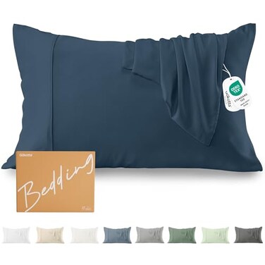 GOKOTTA 100 Rayon Derived from Bamboo Pillow Cases 2 Pack Standard Pillow Case Set of 2Soft Silky Envelope PillowcasesNavy Blue Standard