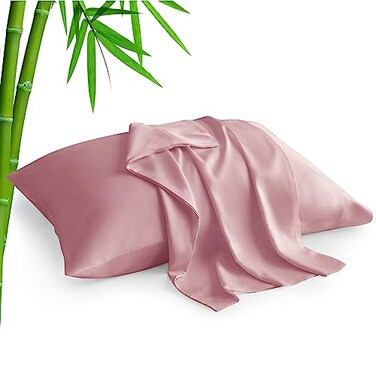BEDELITE Pillow Cases Standard Size Set of 2 Rayon Derived from Bamboo Cooling Pillow Cases for Hot Sleepers Night Sweats Breathable and Silky Soft Envelope PillowcasesRose Pink 20x26