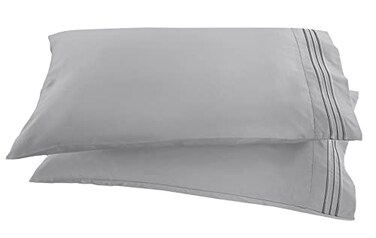 Elegant Comfort 1500 Thread Count Embroidered Egyptian Quality Luxurious Silky Soft WRINKLE FADE RESISTANT 2Piece Pillowcase KingCalifornia King Silver