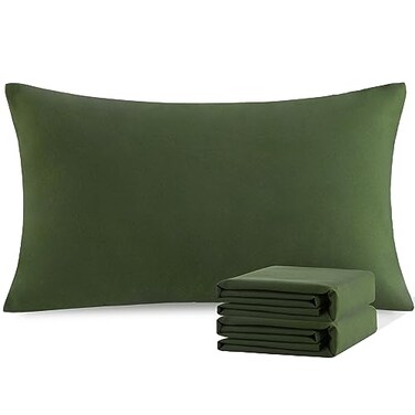 NTBAY King Pillowcase Set 2 Pack Brushed Microfiber 20x36 Pillowcases Soft WrinkleFree FadeResistant StainResistant Olive Green Pillowcases with Envelope Closure 20x36 Inches Olive Green