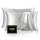 INFIIXSO Silk Pillow Cases 2 Pack Standard Size Ultra Smooth Soft Mulberry Silk Pillow Case for Hair and Skin Breathable Cooling Silk Pillowcase with Hidden Zipper Light Grey 20x26 Inches