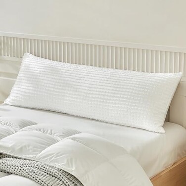 WARMDERN White Pillow Covers Body Pillow Cover Soft Microfiber Pillow Cases Set of 1 Boho Textured Pillowcase with Envelope ClosureWhite Body1 20x54 Inches