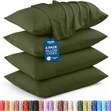 Utopia Bedding Queen Pillow Cases 4 Pack Envelope Closure Soft Brushed Microfiber Fabric Shrinkage and Fade Resistant Pillow Covers Queen Size 20 X 30 Inches Queen Olive