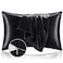 BEDELITE Satin Pillowcase with Zipper 2 Pack Black Pillow Cases Standard Size Super Soft and Cooling Similar to Silk Pillow Cases Gift for Women Men20x26 Inches