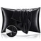 BEDELITE Satin Pillowcase with Zipper 2 Pack Black Pillow Cases Standard Size Super Soft and Cooling Similar to Silk Pillow Cases Gift for Women Men20x26 Inches