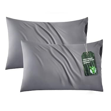 Bedsure Zipper Pillow Cases King Cooling King Pillow Cases Set of 2 Rayon Derived from Bamboo Cooling Pillowcase for Hot Sleepers Soft PureWoven Pillow Covers Gifts Dark Grey 20x36 Inches