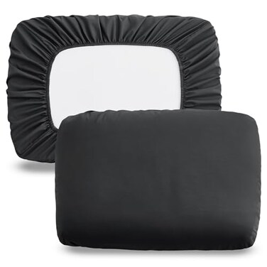 Horbaunal 2 Pack Microfiber Pillow Cases Dark Grey Travel Elastic Band Bed Pillowcases 1800 Thread Count Soft Pillow Covers for Standard Queen Size Pillows 20 x 26 Inches
