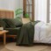 BESTOUCH Sheet Set 100 Washed Cotton Linen Feel Super Soft Comfortable Chic Lightweight 4 Pcs Home Bedding Set Solid Olive Green King