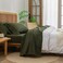 BESTOUCH Sheet Set 100 Washed Cotton Linen Feel Super Soft Comfortable Chic Lightweight 4 Pcs Home Bedding Set Solid Olive Green King