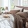MooMee Bedding Sheet Set 100 Washed Cotton Linen Like Textured Breathable Durable Soft Comfy Solid Brown Queen
