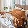 MooMee Bedding Sheet Set 100 Washed Cotton Linen Like Textured Breathable Durable Soft Comfy Solid Burnt Orange Queen
