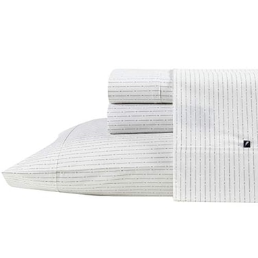 Nautica Twin Sheets Cotton Percale Bedding Set Fully Elasticized Ideal Dorm Essentials Buoy Line Grey Twin