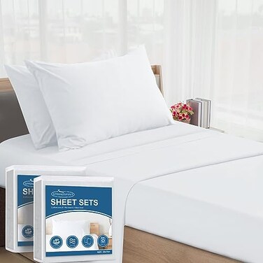 SPRINGSPIRIT Cot Sheets 30 x 75 x 9 4 Piece Cot Sheet Set 2 Pack Cot Size Fitted Sheets with Narrow TwinCamp BunkRvs BunkGuest BedsTrifold Mattress White