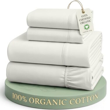 LANE LINEN King Size Bed Sheets 100 Organic Cotton 4pc Soft Glacier Grey
