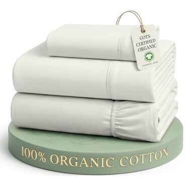 LANE LINEN Twin Sheet Set 100 Organic Cotton Percale Soft Glacier Grey